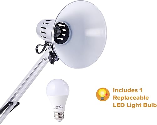 Miniatura 6 de Bostitch Office VLF100-SLV - Lámpara de escritorio con brazo oscilante con montaje de abrazadera, alcance de 36 pulgadas con ajuste de múltiples