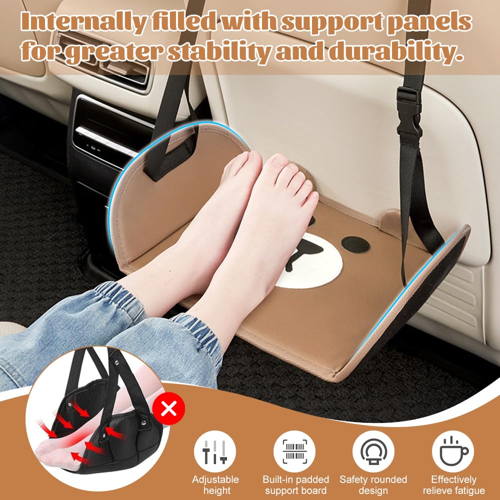 reposapiés coche niño, reposapies avión con Correa Ajustable y Panel para Soporte, reposapié silla coche diseño de oso lindo, reposapiés de avión para viaje