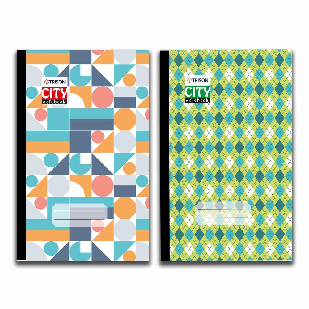 Trison City Long Notebook - Single Line, Hard Cover, 144 Pages, 19x30 cm - Pack of 2