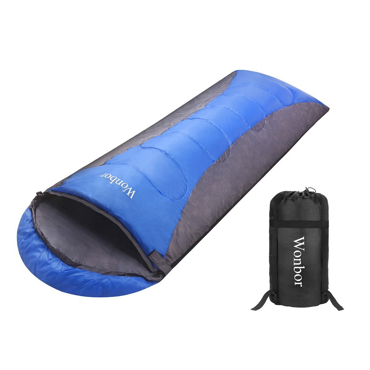 Wonbor Sleeping Bag Portable Envelope Lightweight Sleeping Bags Waterproof with Compression Sack 190T Polyester for Camping Hiking Fit Adults