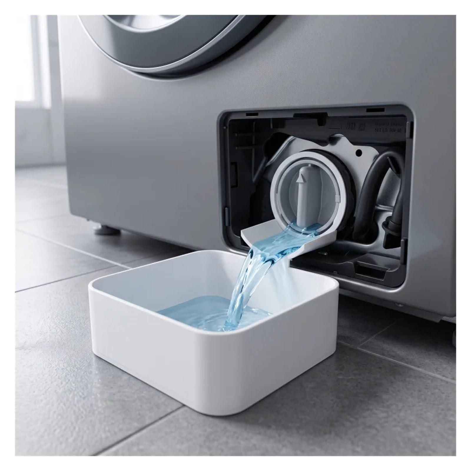 Vassoio di raccolta dell'acqua for lavatrice, imbuto scarico, filtro lanugine, vassoio antigoccia | Raccogliere l'acqua durante la pulizia dei filtri anti-pelucchi, evitare fuoriuscite e proteggere il pavimento dall'umidità