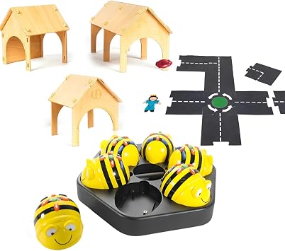 6X Bee-Bot with Docking Station, Wooden Tunnels & Modular Roads