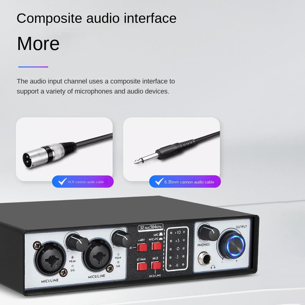 VENEKA Karta dźwiękowa Zewnętrzny interfejs audio USB 2 w 2 wyjściach USB karta dźwiękowa do komputera sterownik nagrywanie z miksera karaoke