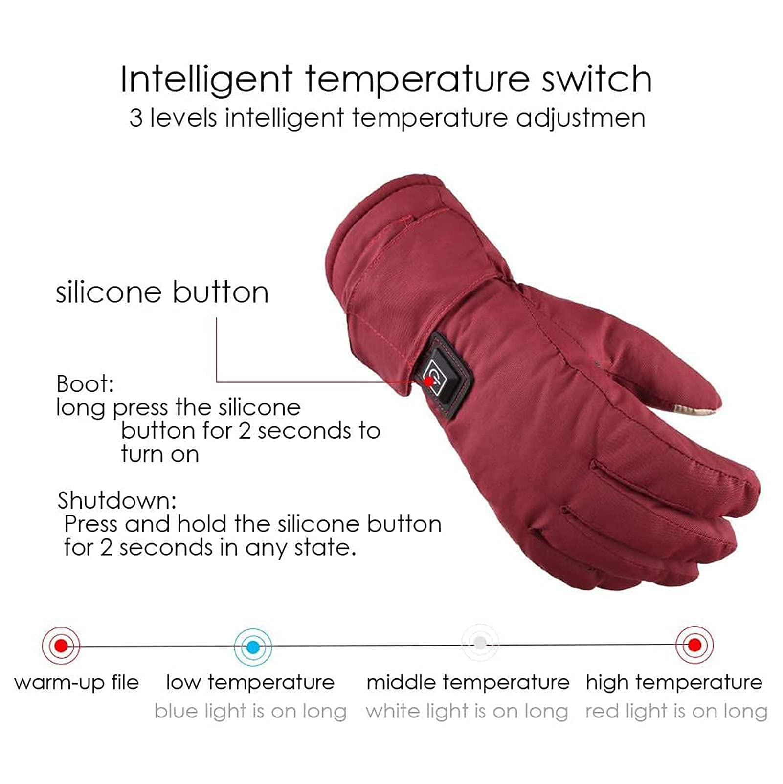 SBTXHJWCGLD Guantes calefactores para Mujer, Recargables, a Prueba de Viento, Impermeables, para Invierno, Calentadores de Manos, Guantes para Motocicleta, esquí, montañismo, Ciclismo, Camping