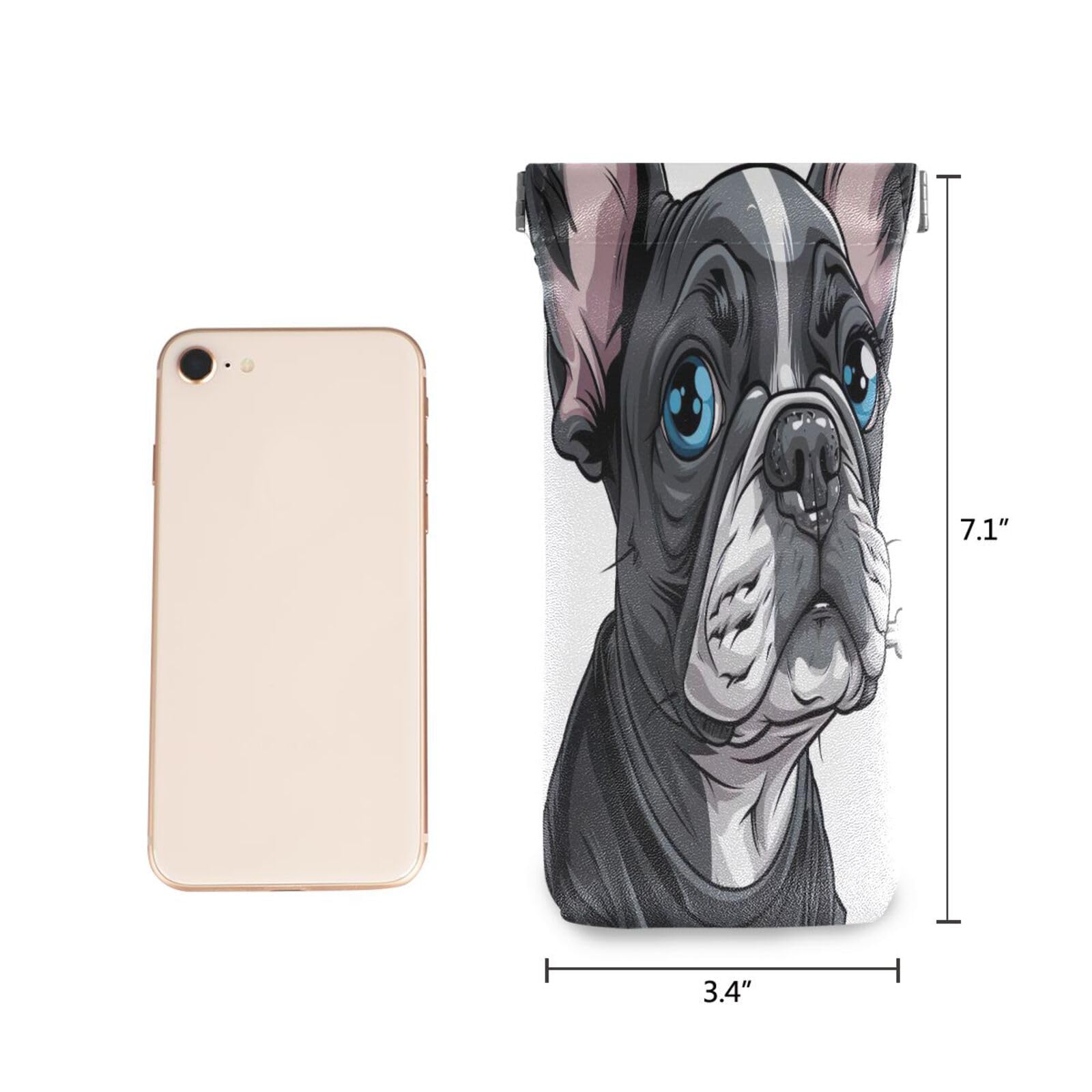 FLildon Cute Dog Eyeglasses Pouch Squeeze Top Sunglasses Case Soft PU Leather Eyeglass Bag for Men Women