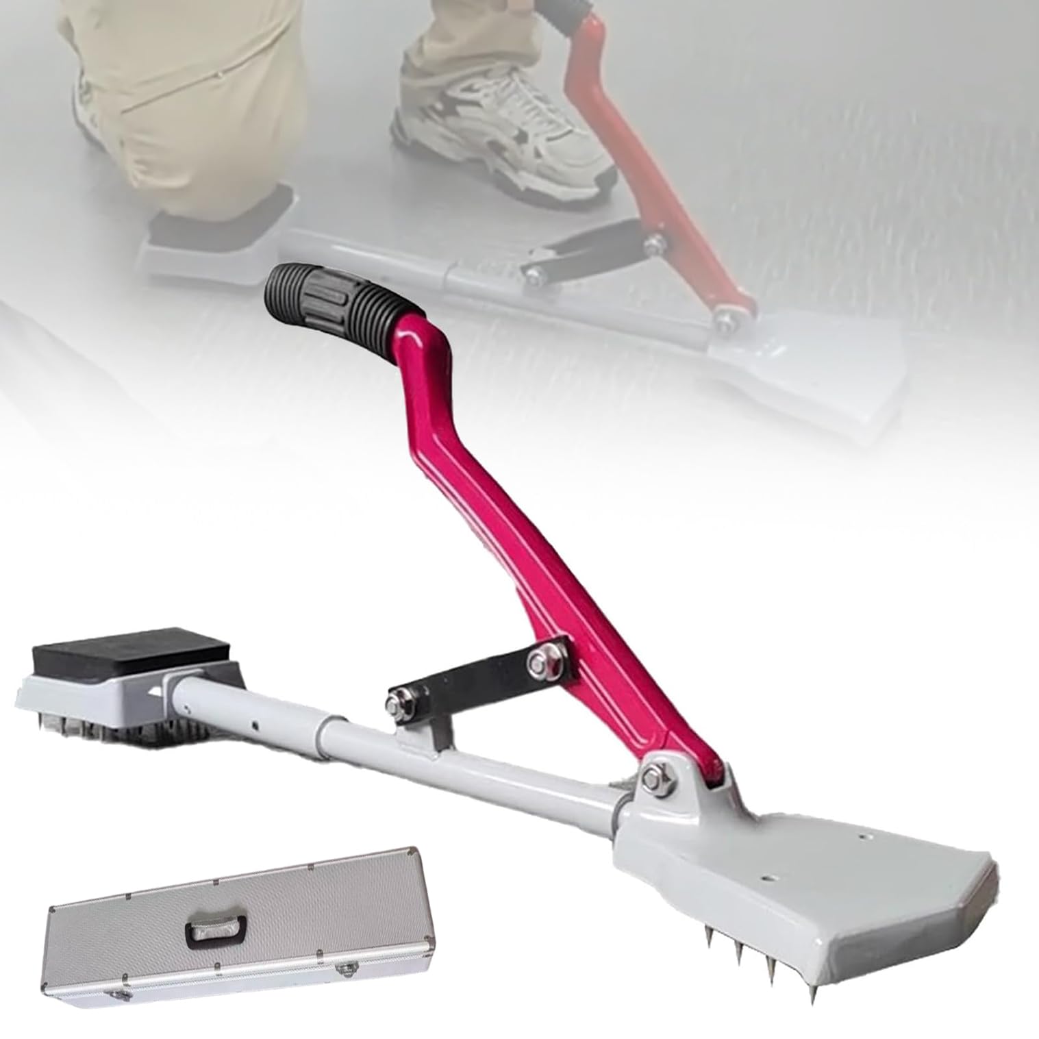 Questo tenditore per tappeti ergonomico con Impugnatura Morbida e Ganasce Antiscivolo è Ideale per progetti di pavimentazione Domestici, Sia Professionali Che Fai-da-Te.