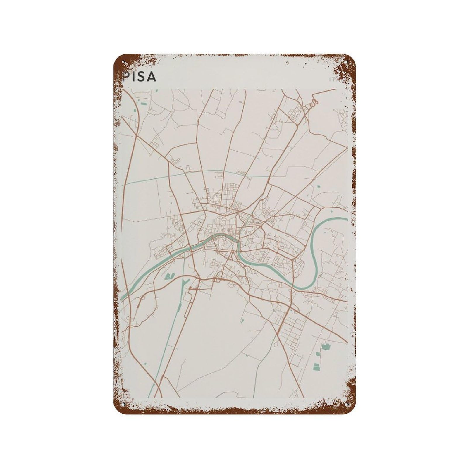xiaoxiaoshen Pisa Map Italy Travel Gift Scandi Wall Decor Art Metal Tin Poster Modern Home Decor Art Home Bar Shop Decorations Vintage Sign 30x20cm