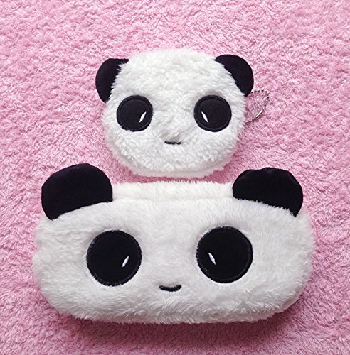 Ruiio 1 Lot étudiant Fournitures scolaires Lovely Panda Trousse en peluche Sac de stylo papeterie Sac de rangement