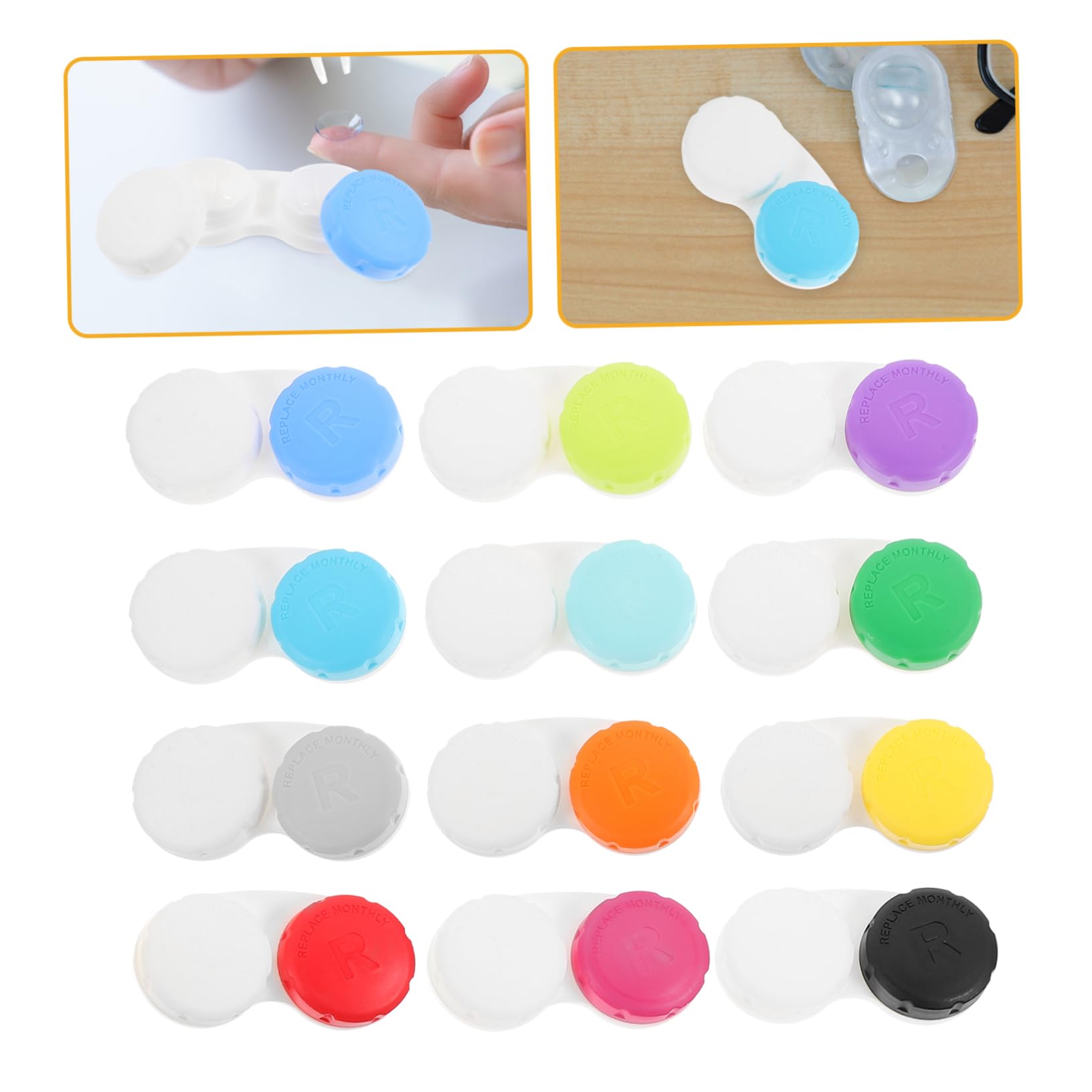 5 Series Estuche para Lentes De Contacto Ojo Casos Caso Claro Práctico Organizador De Lentes De Contacto Pequeño Porta Lentes De Bolsillo El Plastico 12 Piezas X 5