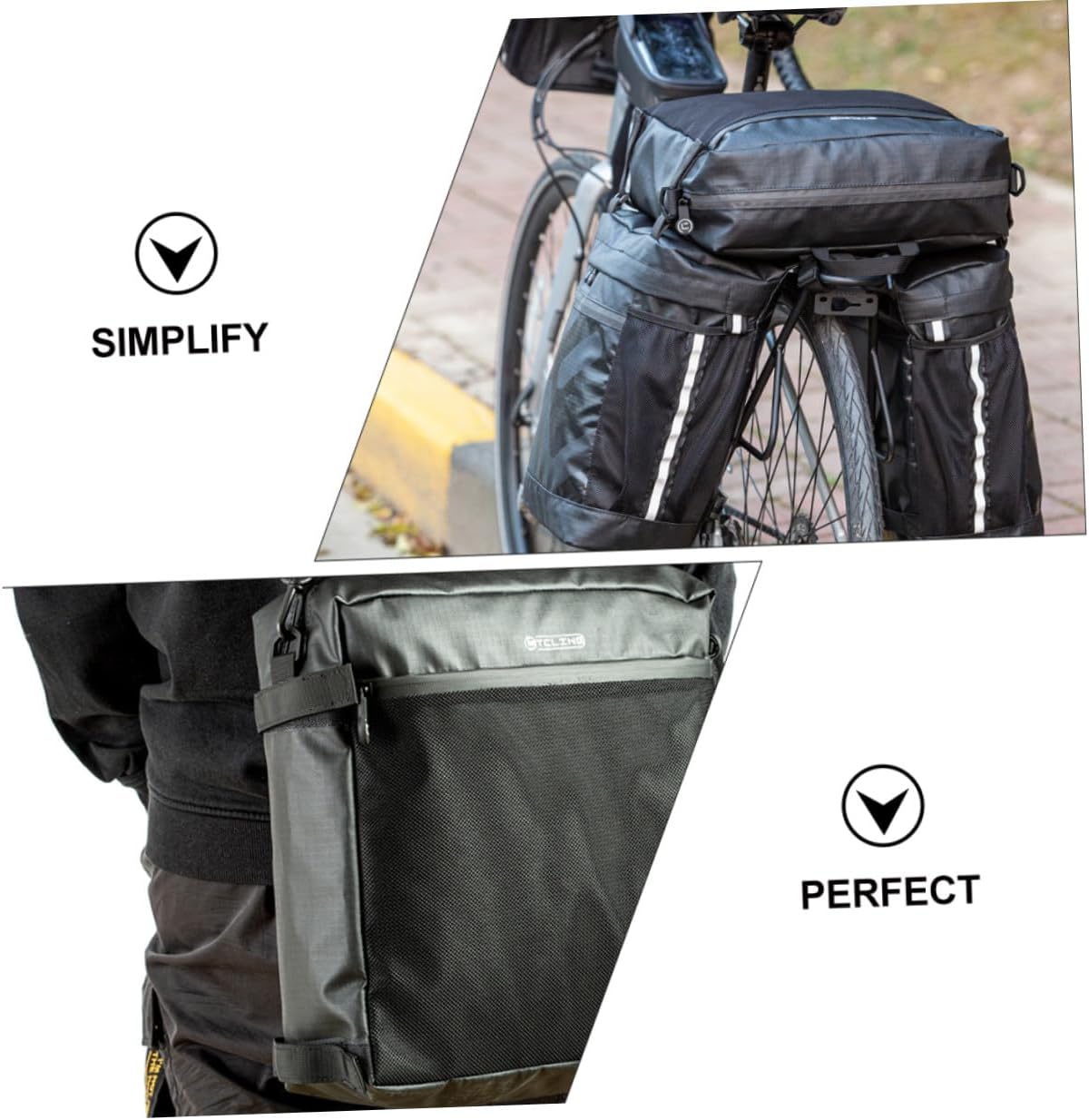 Cycling Rear Seat Shelf Bag 50l Waterproof Bike Pannier Bag 3-in-1 Mountain Bicycle for Long-distance Riding