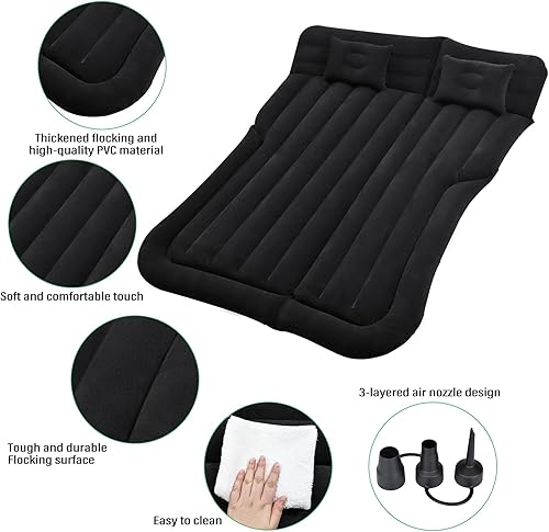 Miniatura 6 de NovelBee Colchón inflable de aire SUV, colchón de aire para asiento trasero, colchón portátil para acampar al aire libre, colchón para dormir para