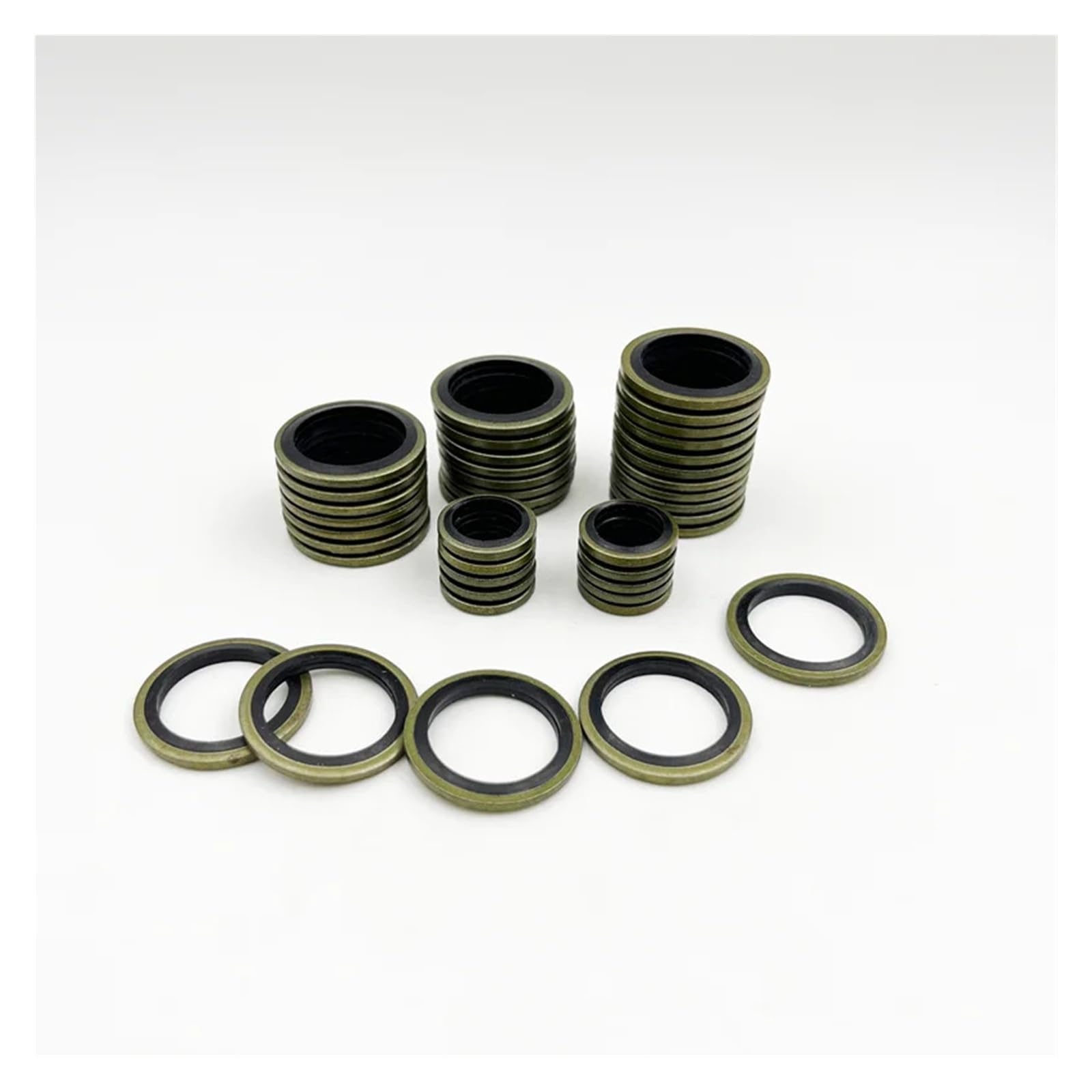 Junta de sellado unida de Metal, prensa de arandela, aceite hidráulico resistente, tornillo de drenaje de aceite de goma, juego de arandela de sellado de tubo combinado(M5-M24 (120pcs))
