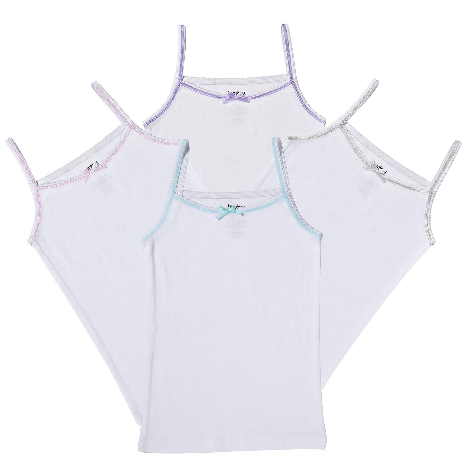 Buyless Fashion Tank Tops for Girls- Sleeveless Cami Tanks Cotton Undershirts for Dance Gymnastics Kids Toddler Size (4 Pack)