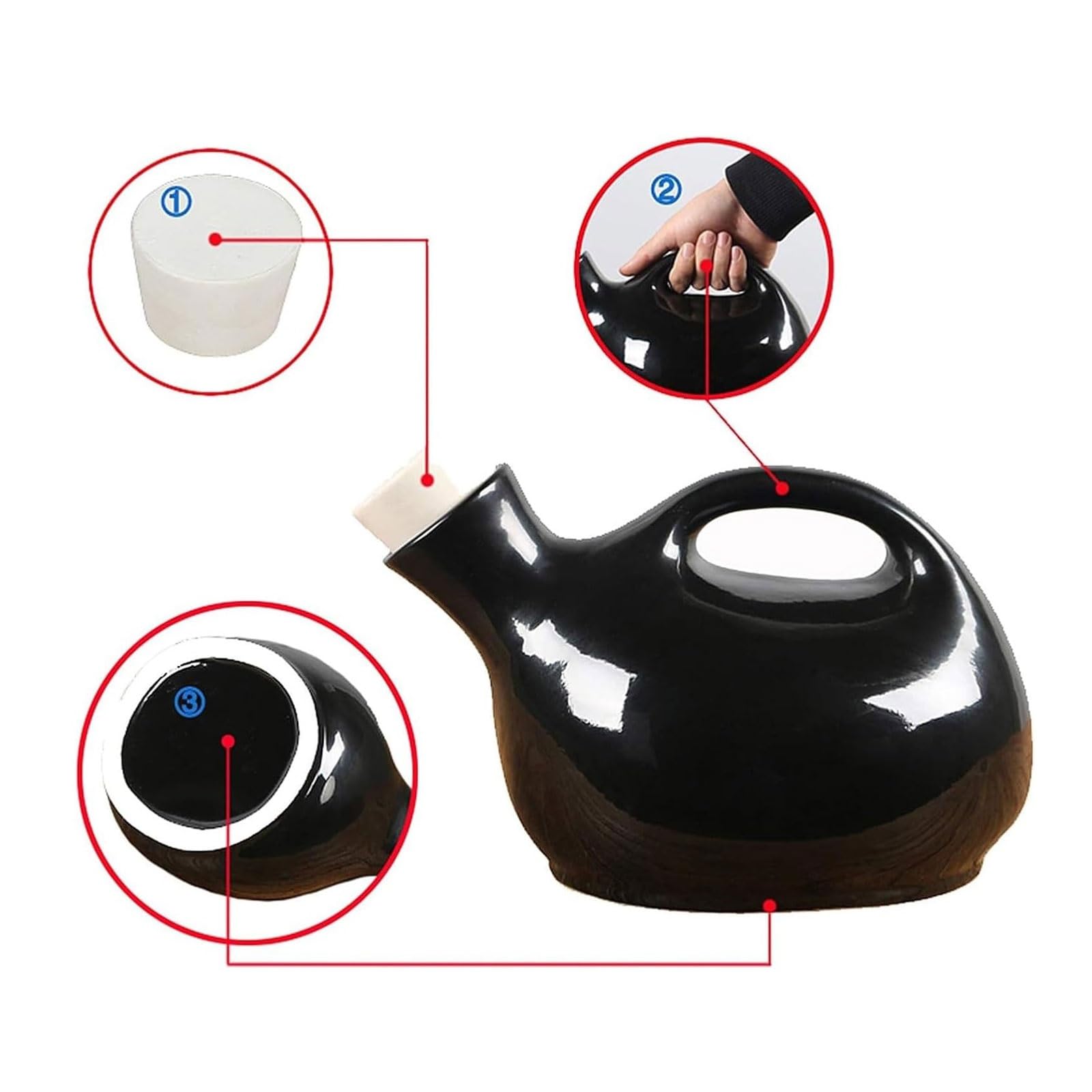2500 ml Urinal for Männer, Urinal aus Keramik for Senioren zu Hause, leicht zu reinigender Nachttopf for Männer mit Deckel, Urinsammelbehälter for unterwegs Nachttopf