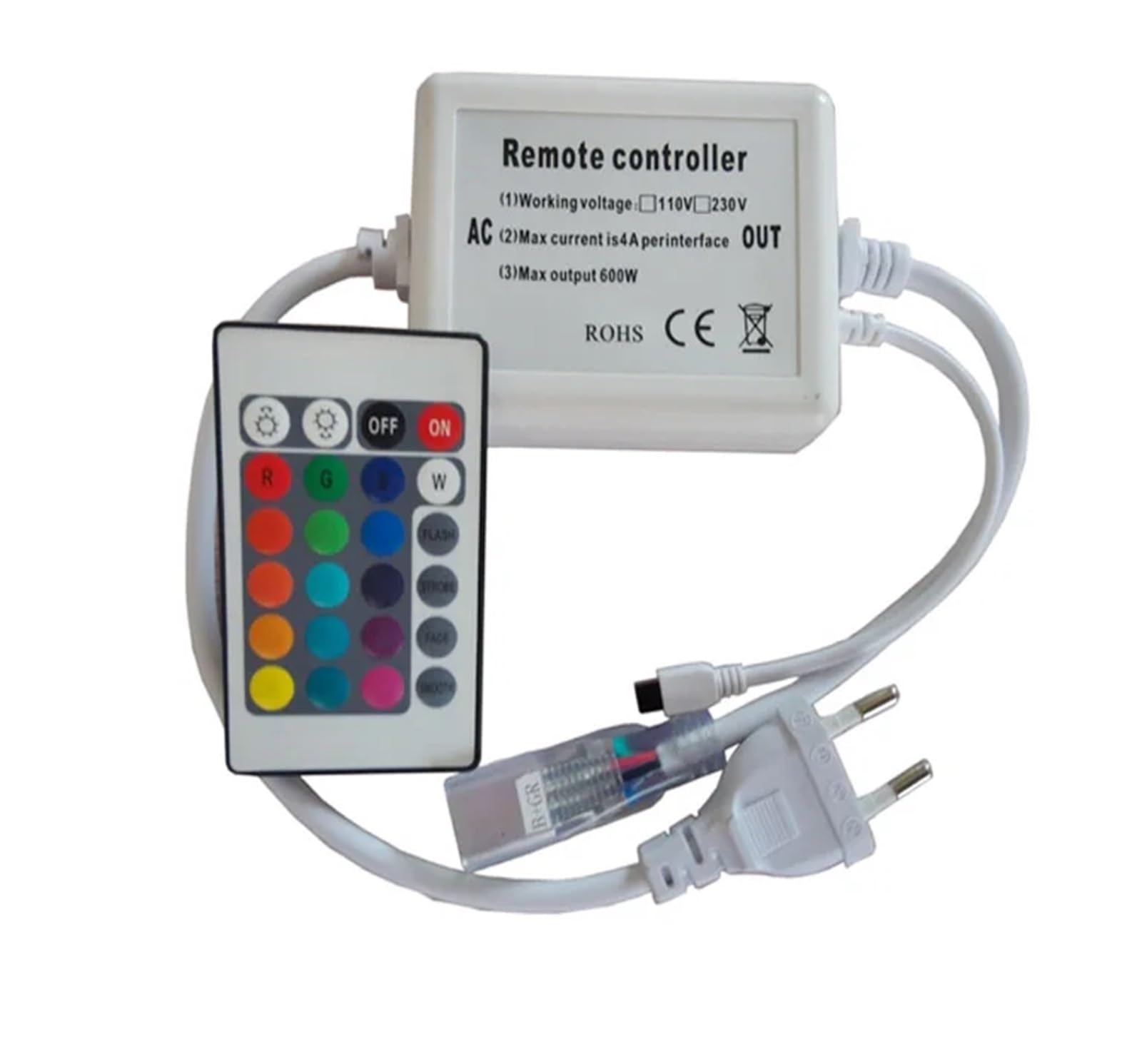 Contrôleur de bande lumineuse LED compatible ruban 3528 télécommande infrarouge prise US