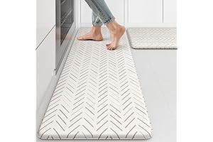 KIMODE Anti-Fatigue Kitchen Mat in White and Tan