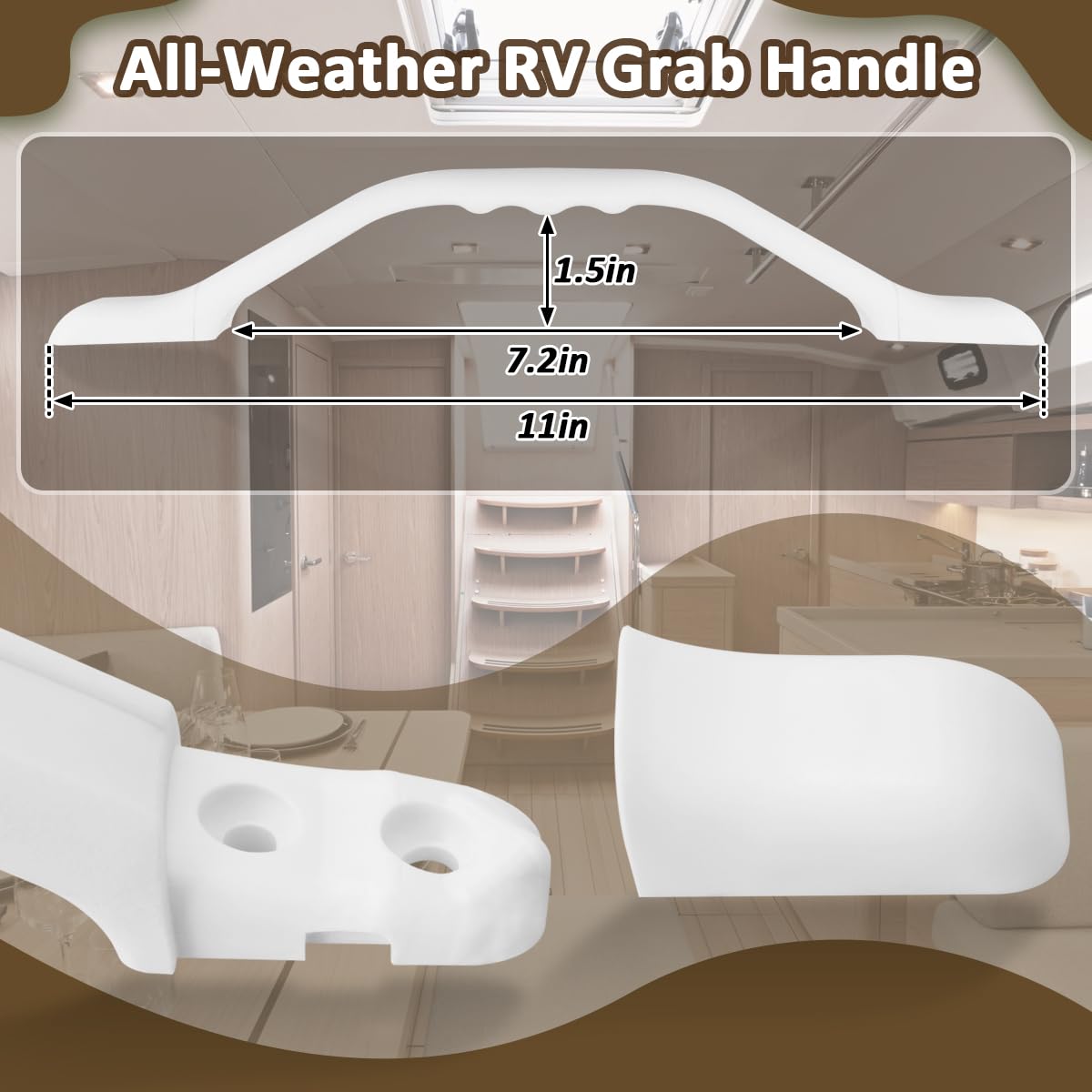 Lot De 2 Poignées De Porte Pour Camping-car, Mobil-home | Plastique Blanc, Installation Facile | Distance Entre Trous 19.6 Mm | Avec Vis Et Cache-trous - 11