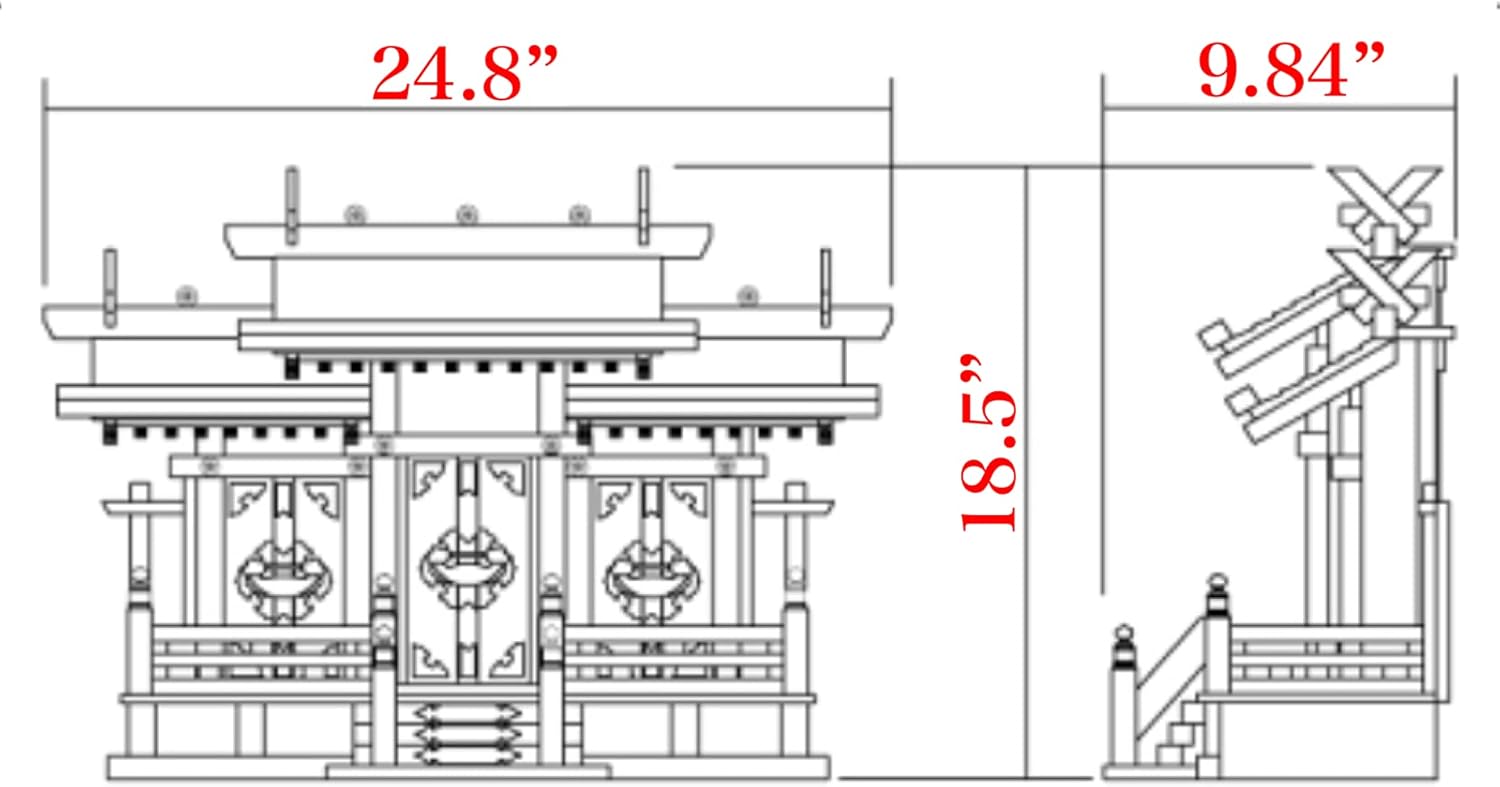 IMI Japanese Kamidana Shrine 24.8" Shinto Altar Ofuda Stand Hinoki Wood Japan Import