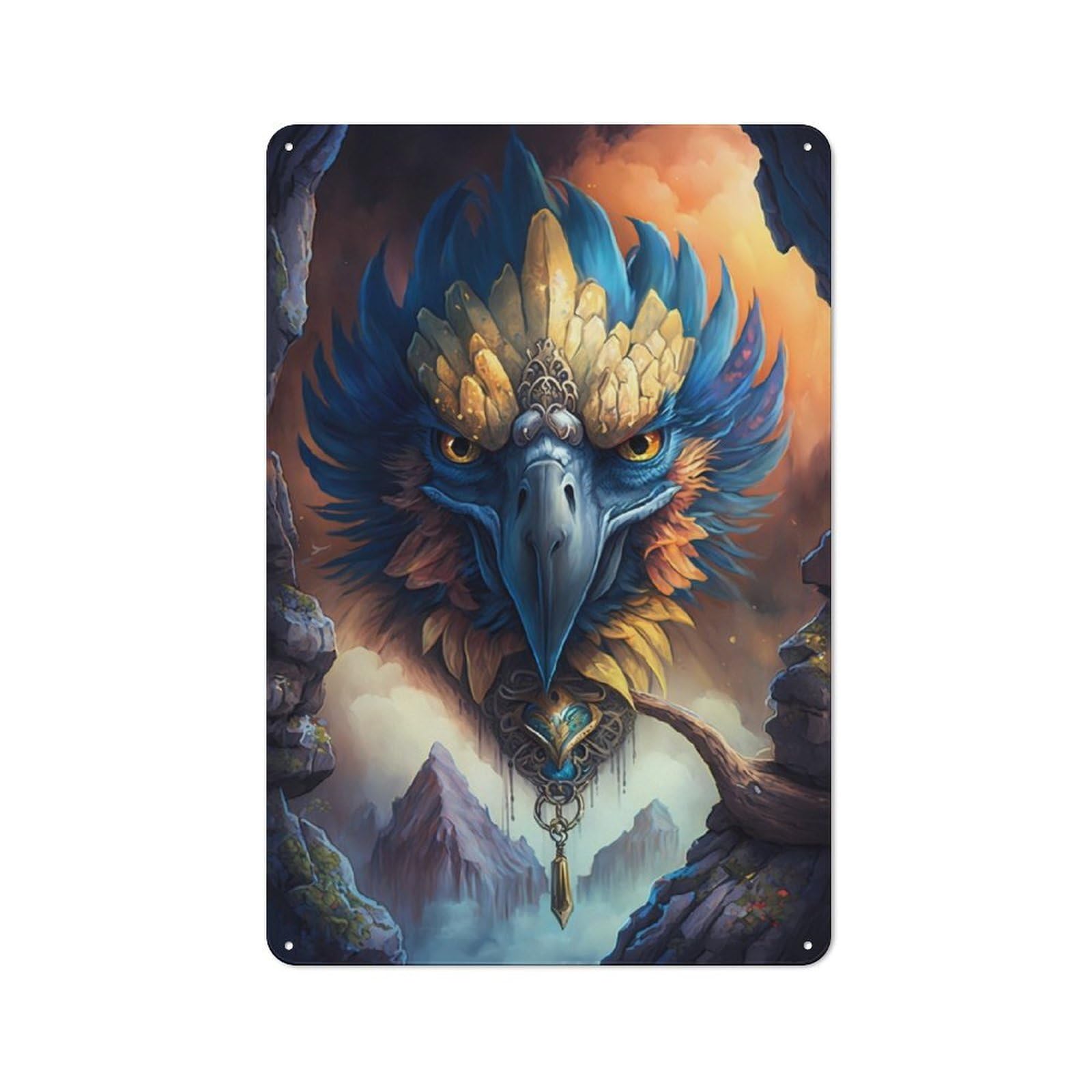 Junmoney Macaw Mythological 30X20cm Retro-Style Tin Sign With For Café Or Restaurant, Winter Wall Decor For Hospitality Interior Collectors