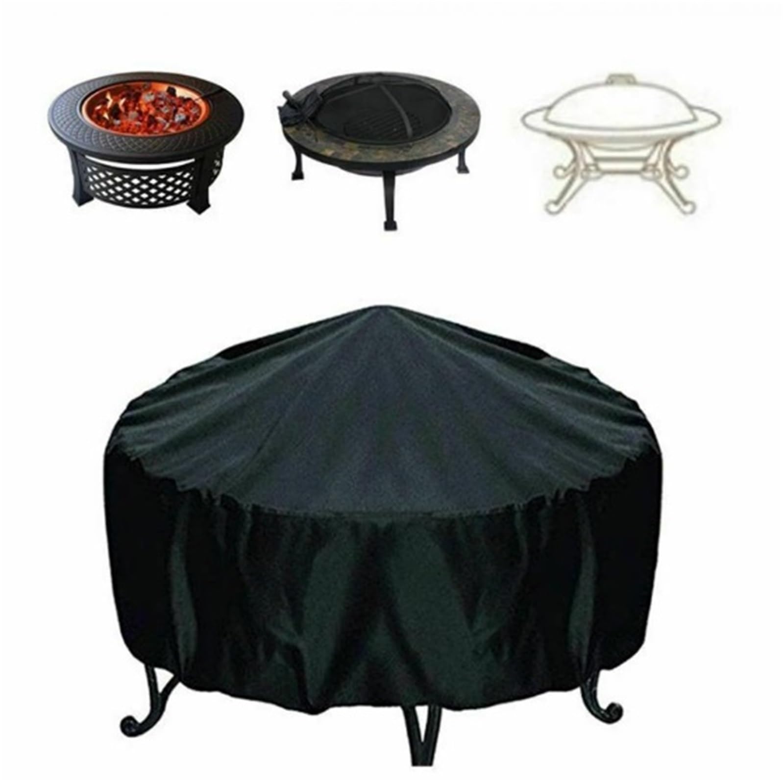Copertura Braciere Rotonda Nastro Esterno | Copertura griglia barbecue poliestere antipolvere impermeabile protezione braciere della stufa(Nero,204x60cm)