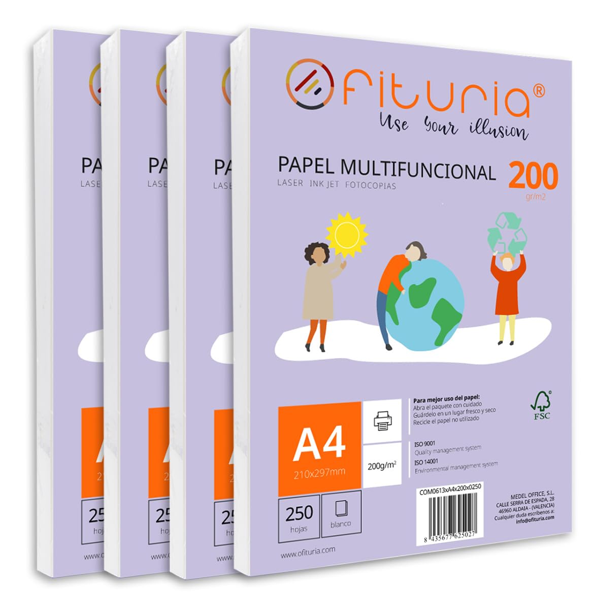A4 200g Paper Ream with 1000 White Sheets, Multifunctional Paper for School and Business Use Ideal for Laser, Inkjet or Copier Printers - Ofituria — image 1