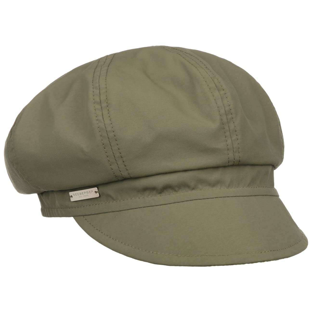 Seeberger Rainy Day Newsboy Cap Women - Baker boy hat Winter Summer with Peak, Lining Autumn Spring All-Season - One Size Olive