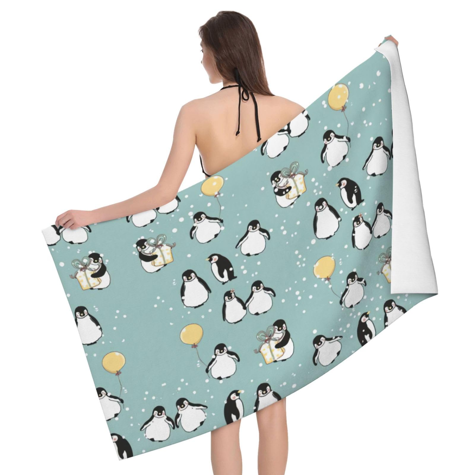 Serviette de bain microfibre pingouin absorbante pour douche et bain enfant
