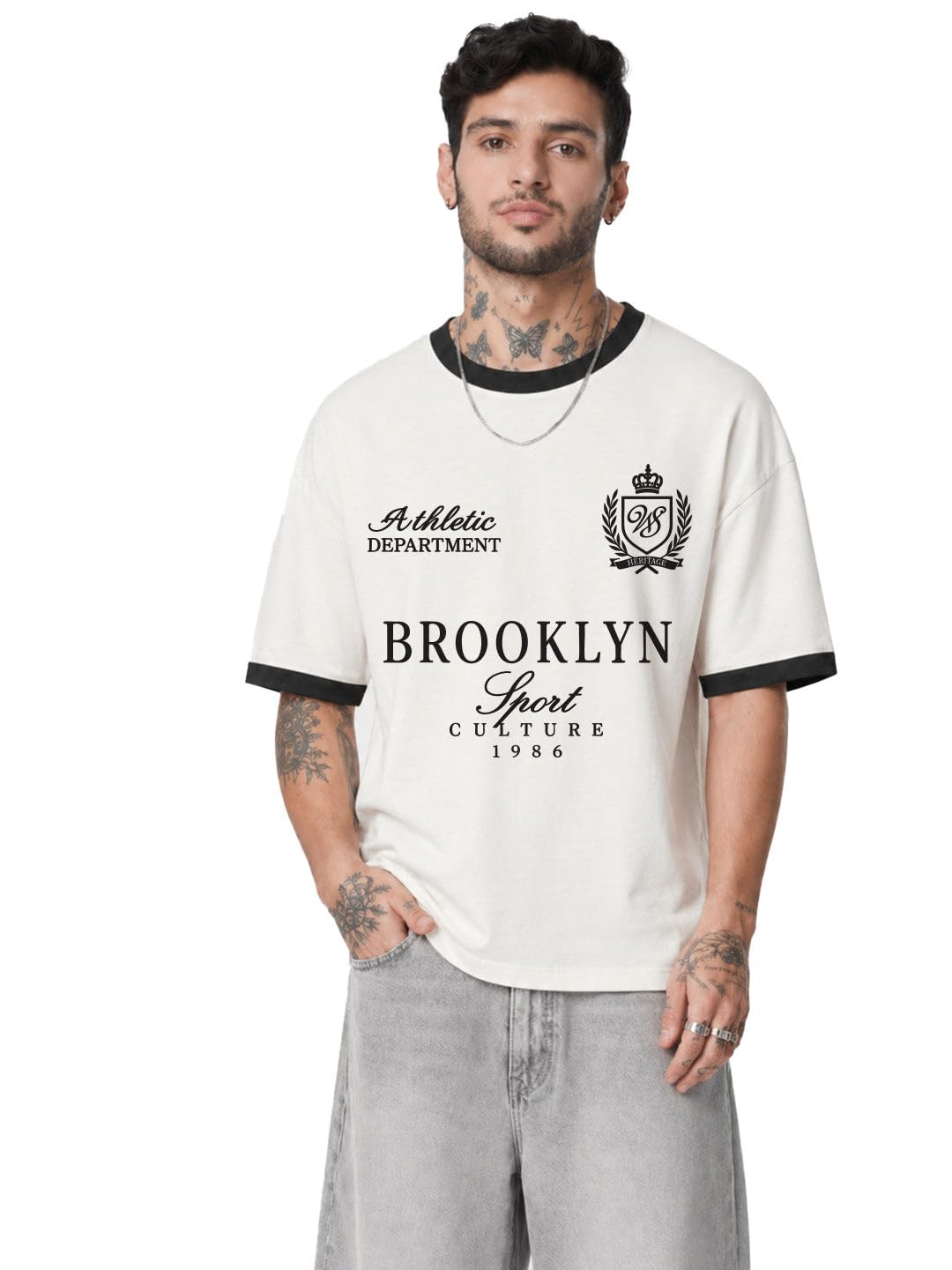 Buy crazymonk Sports Culture 1986 Oversized T-Shirt - Off White