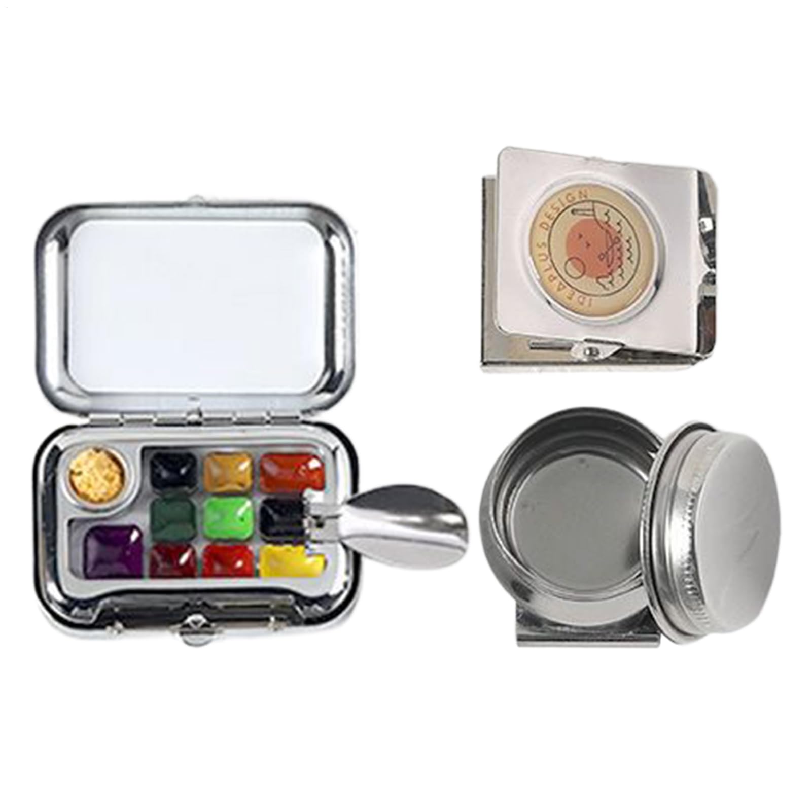 Petite Palette de Peinture Plateau d'Aquarelle Vide à 10 Cases avec Clip