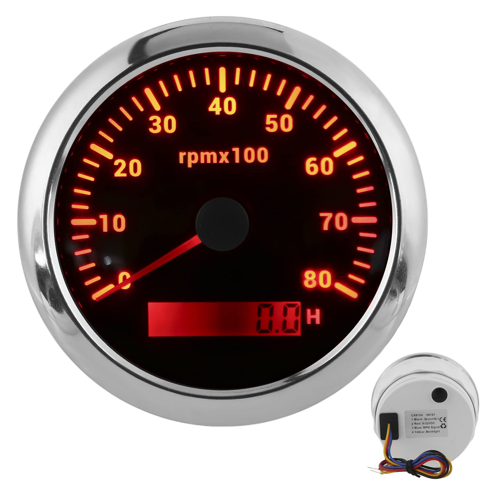 Tacómetro IP67 Resistente Al Agua de 85 Mm, 0‑8000 RPM, Larga