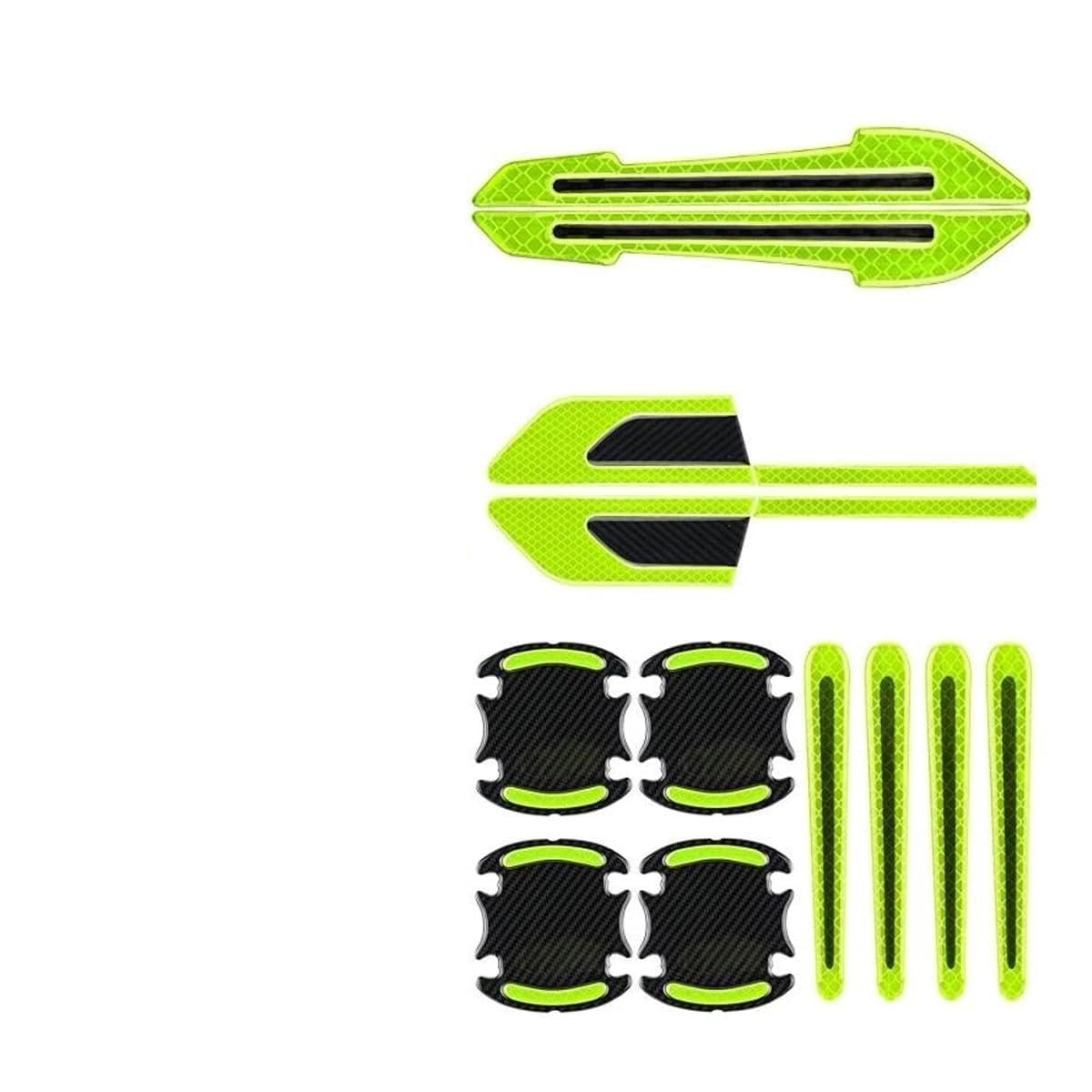 R-timer 12 Pcs Car Stickers Auto Door Handle Scratch Protection Cover for BMW X3 E83 F25 G01 2003-2022, Reflective Safety Warning Anti Collision Strip Sticker, Green