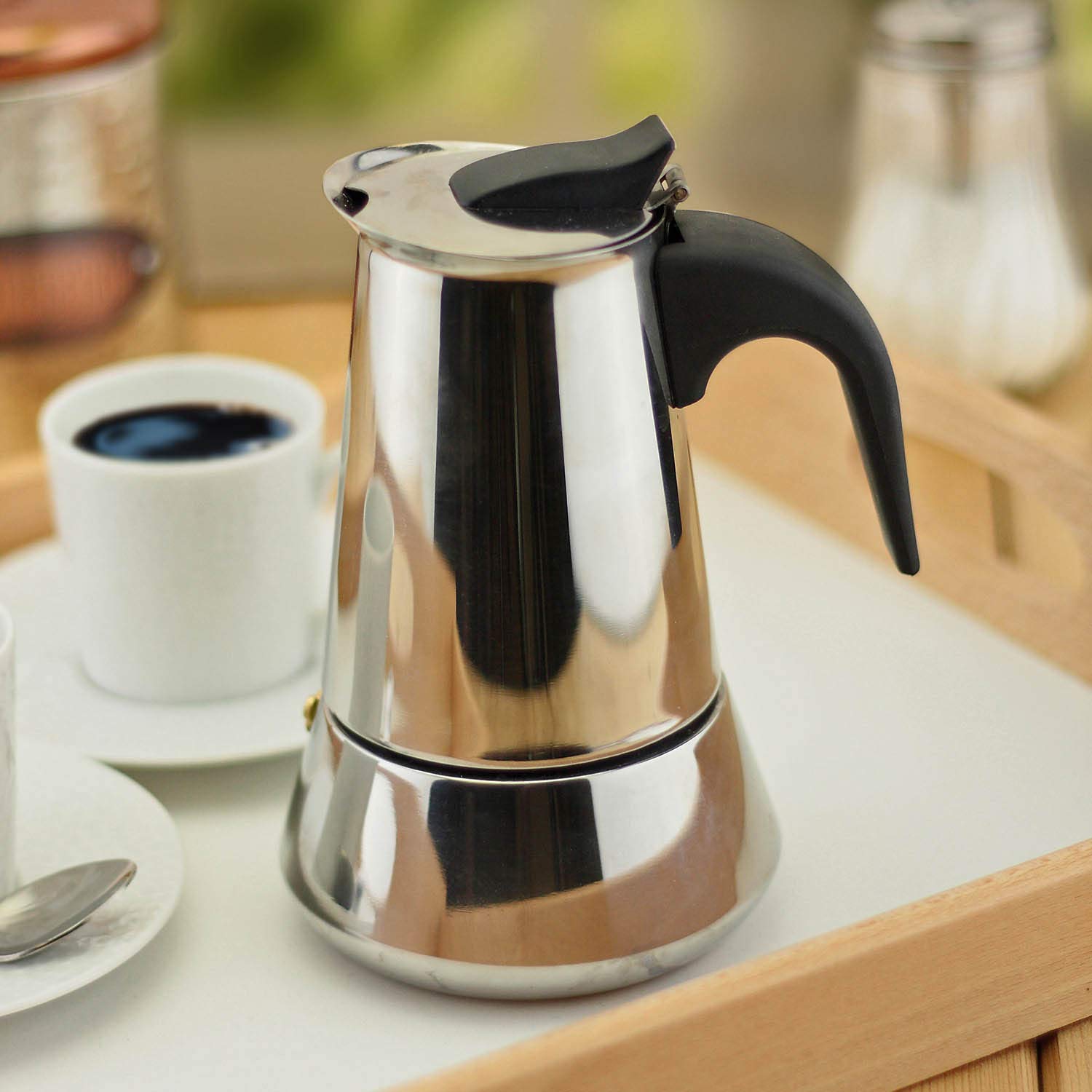Stainless Steel Coffee Pot 2 Cup, Silver, 14x11.3x9cm - Image 4