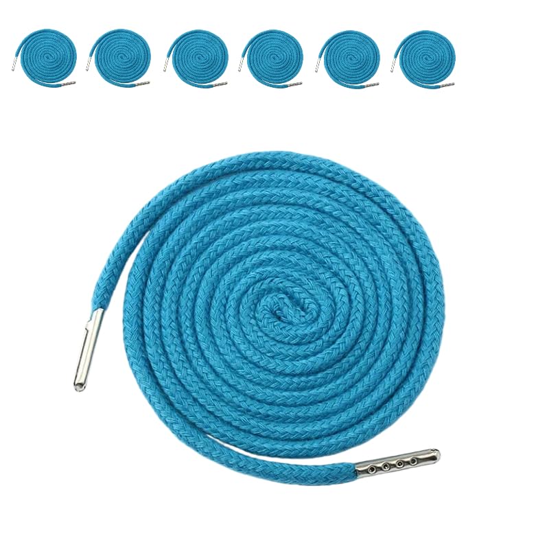 6 pieces Blue Drawstring 1.3M Polyester Drawstring Cord Replacement with Metal Closure Ends for Hooded Sweatshirt/Trousers/Shoes