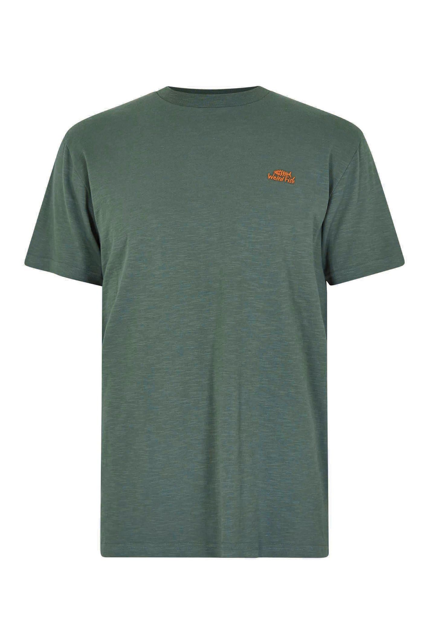 Weird Fish Men's Dusky Green Fished Branded T-Shirt Size 2XL