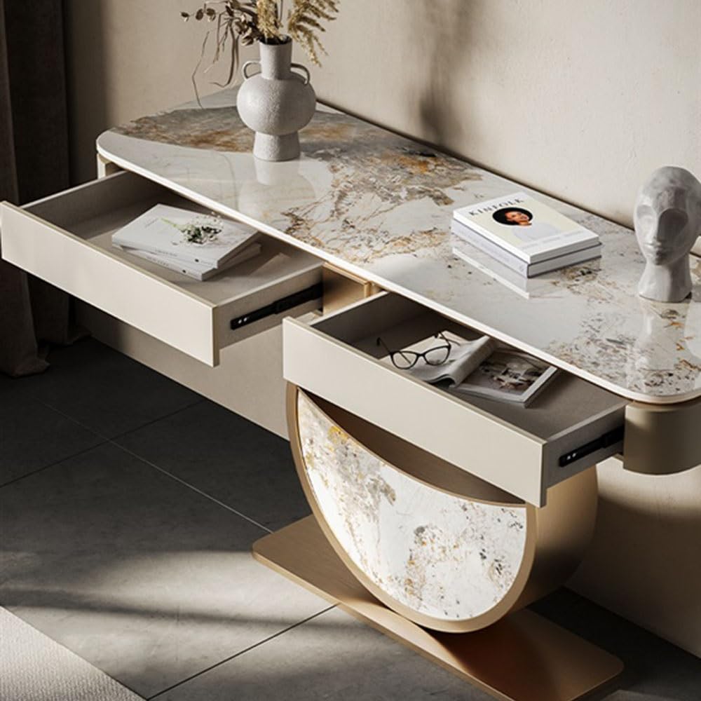 【値下げ！】大理石コンソール Amazon｜玄関テーブル 引き出し付きコンソールテーブル モダンな玄関