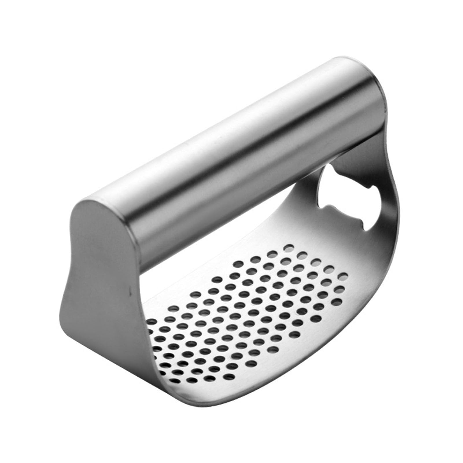 Presse à ail Ronde en Acier Inoxydable, Coupe-légumes avec poignée Ergonomique, Presse à ail Manuelle pour Usage Domestique, idéale pour hacher l'ail,Natural,10 x 7 x 5 cm