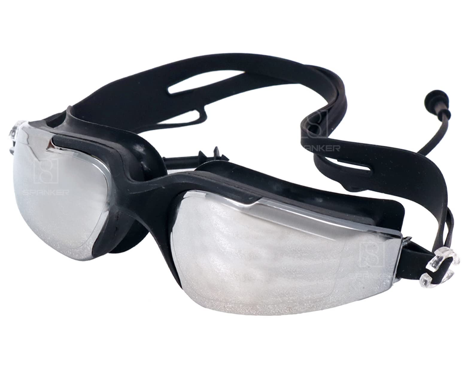 Spanker Aqua Wide View Swim Goggles with Ear Plugs, UV Protection No Leaking Anti Fog Lens Swimming Glasses for Adult Wo