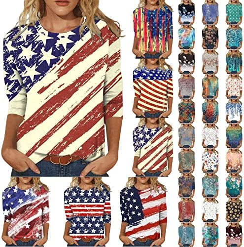 4Th of July Womens Tank Top Tops for Women 3/4 Sleeve Tops for Women Womens Tops 3/4 Sleeve Womens 3/4 Sleeve Tops Tops for Women 3/4 Sleeve Shirts for Women 3/4 Sleeve T Shirts for Women