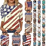 4Th of July Womens Tank Top Tops for Women 3/4 Sleeve Tops for Women Womens Tops 3/4 Sleeve Womens 3