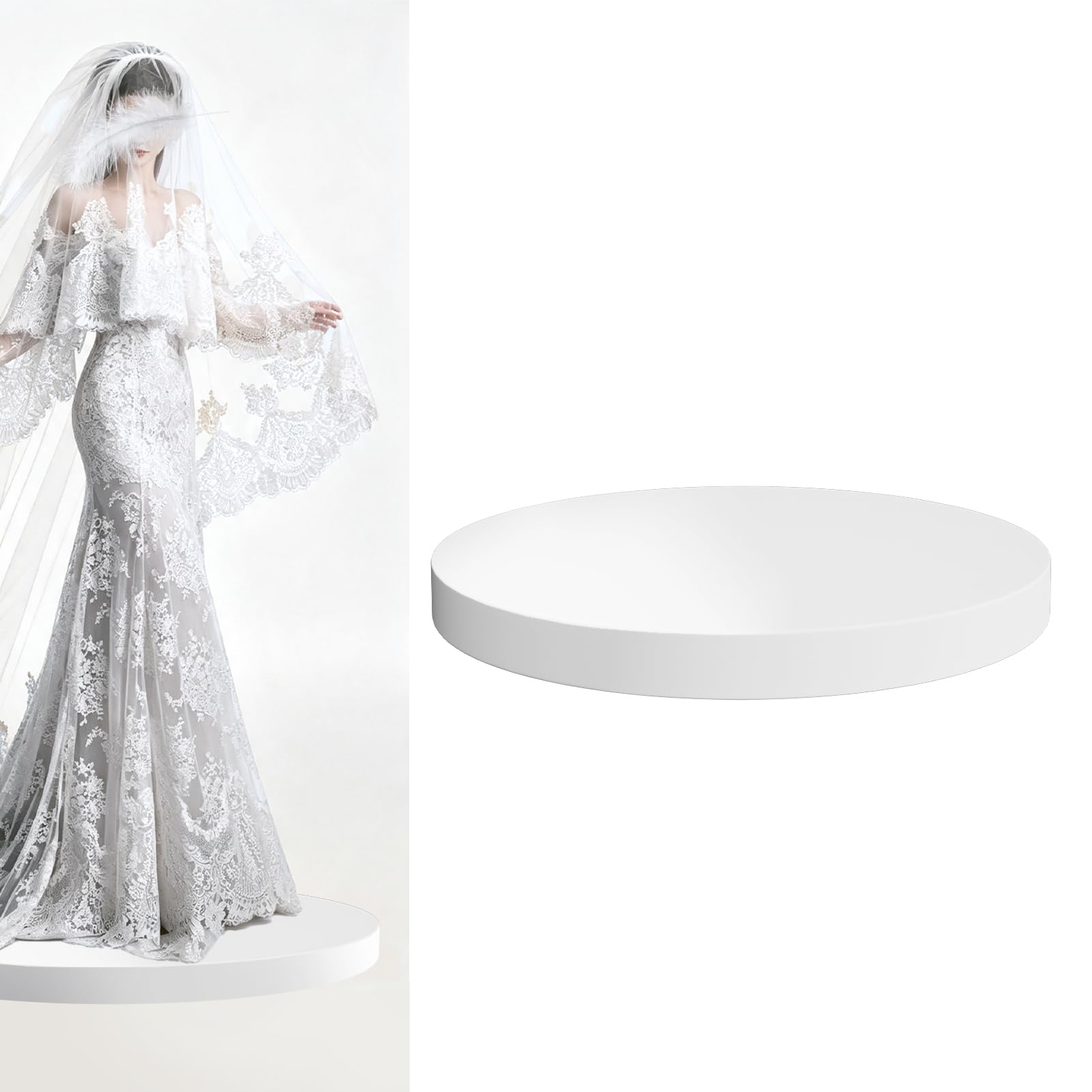 Photo 1 of Jueraori White Round Display Pedestal Stand