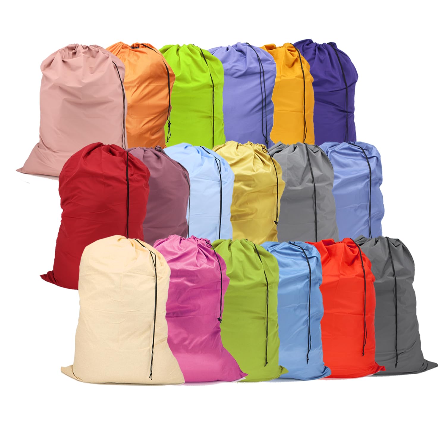 YETHAN Extra Large Laundry Bag 18Pcs, Varied Colors, Travel Laundry Bags with Drawstring Closure, 30"x40", for college, dorm and apartment dwellers (
