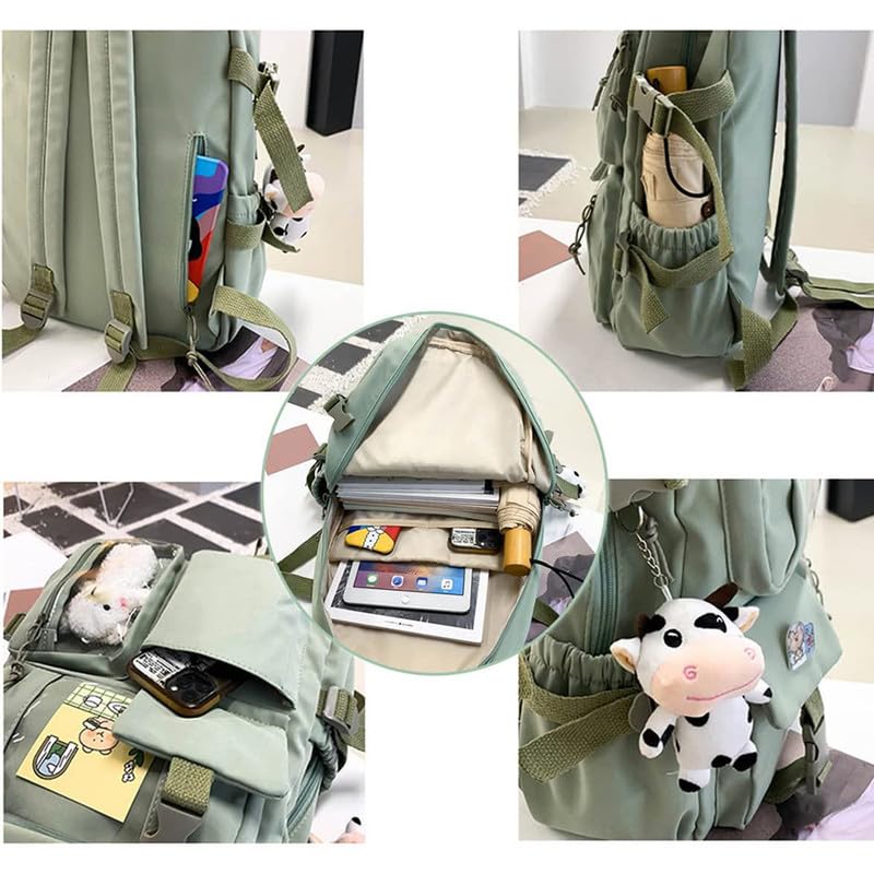 ChenLee Kawaii Backpack Rucksack Aesthetic Student Bookbags with Pin and Pendants Accessories for Teen Girls2