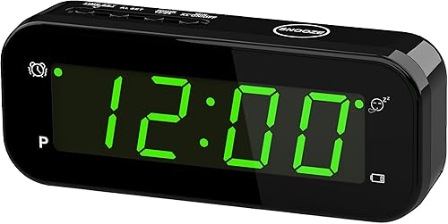 Miniatura 9 de Reloj despertador 2 en 1, termómetro interior, reloj digital, dale la vuelta, pantalla de temperatura, 1224 horas, C  F, brillo ajustable,