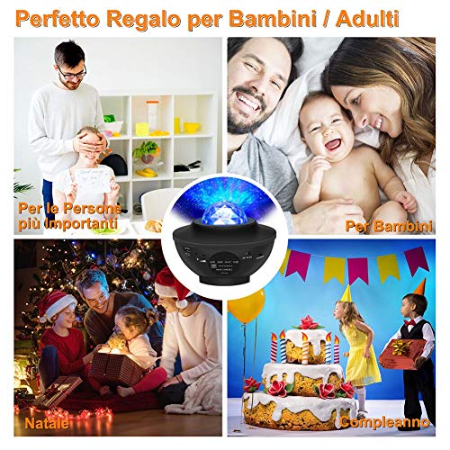 Lampada Proiettore Stelle, Luce Notturna Bambini con 21 Modalità, LED Lampada Musicale Romantica Cielo Stellato, con Telecomando, Timer, Altoparlante, Bluetooth, Regalo per Adulto, Bambini - Image 5