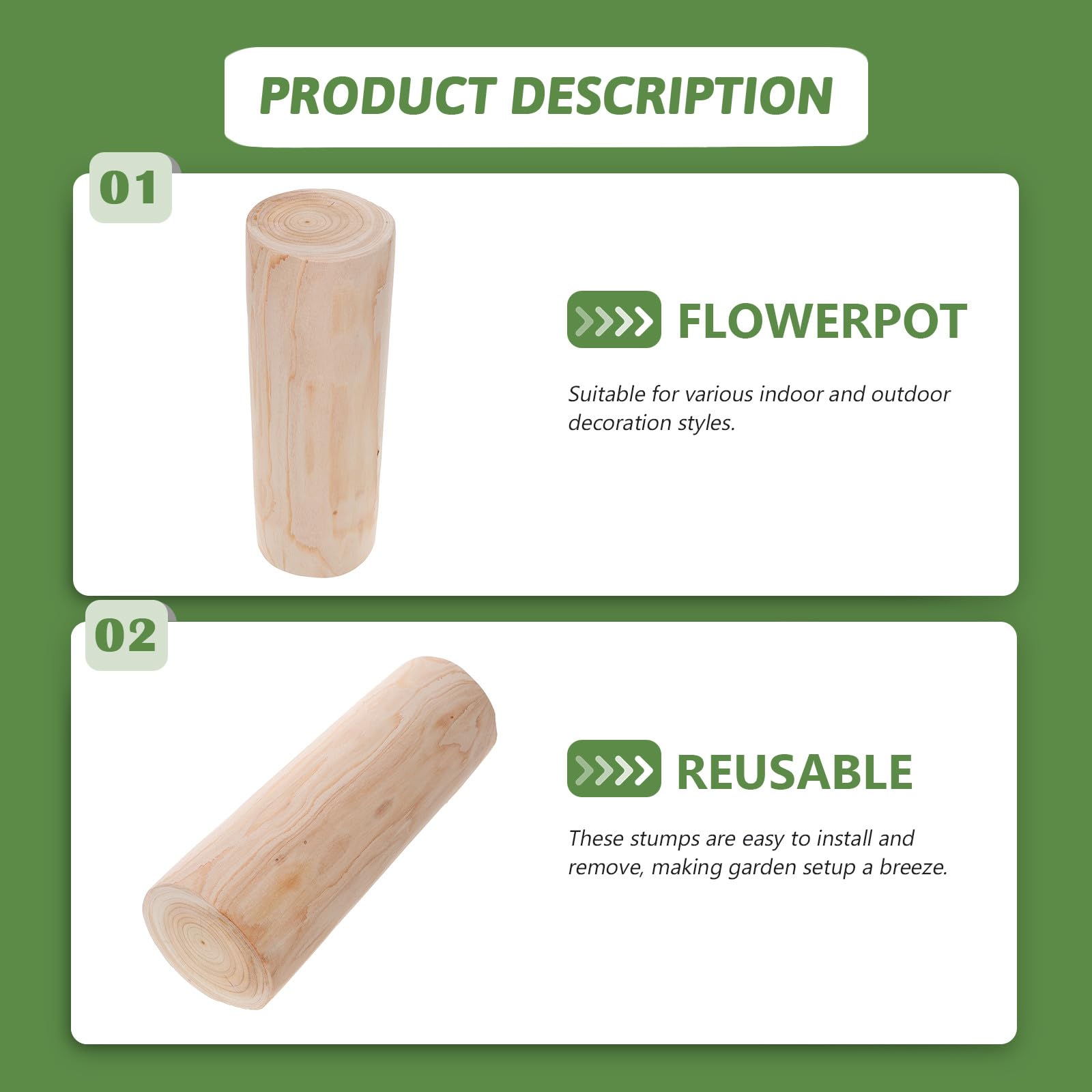 UPKOCH Mini Piquets de Jardin en Bois Naturel Rond 10-11 CM X 30 CM Décoration Extérieure Rustique pour Jardinières Support Plantes Succulentes Bordure de Parterre Polyvalente pour