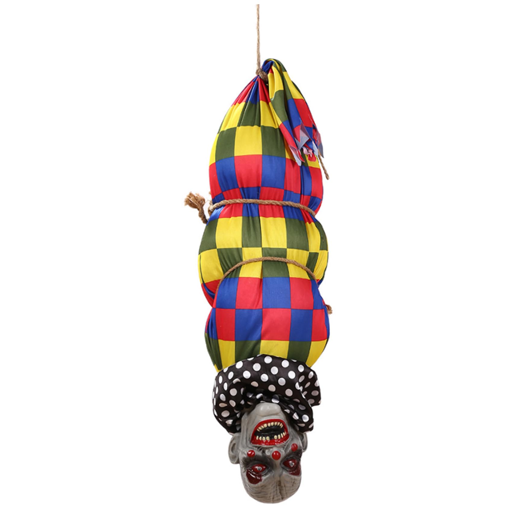 Vervevum Hanging Clown Upside Down Halloween 30inch Electric Scary Swaying Clown Decor Glowing Eyes Creepy Sound Decorations for Yard Haunted House, No Battery, Halloween Decorations