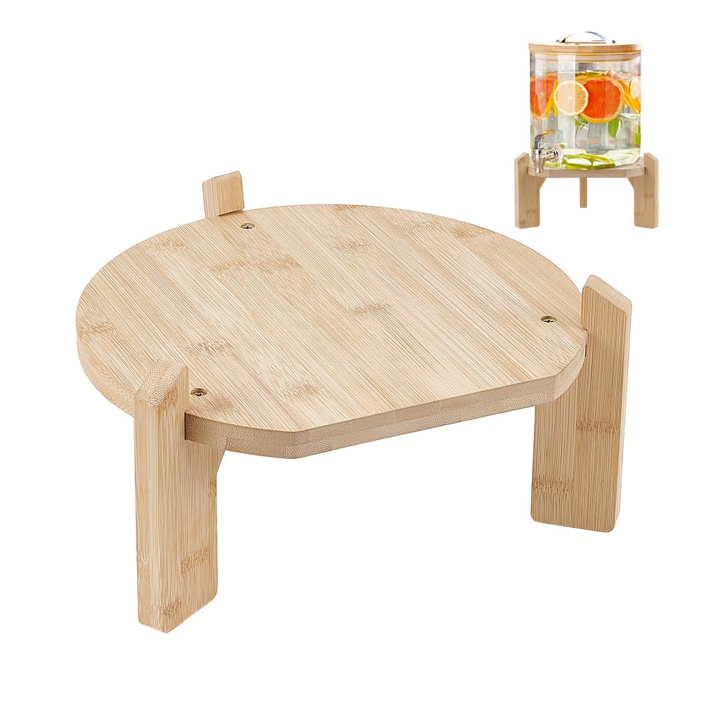 ORIGACH Dispensador de bebidas de madera de bambú natural con soporte, soporte para bebidas, refrescos de agua y dispensador de vino para la cocina en casa y fiestas, apto para un diámetro máximo de