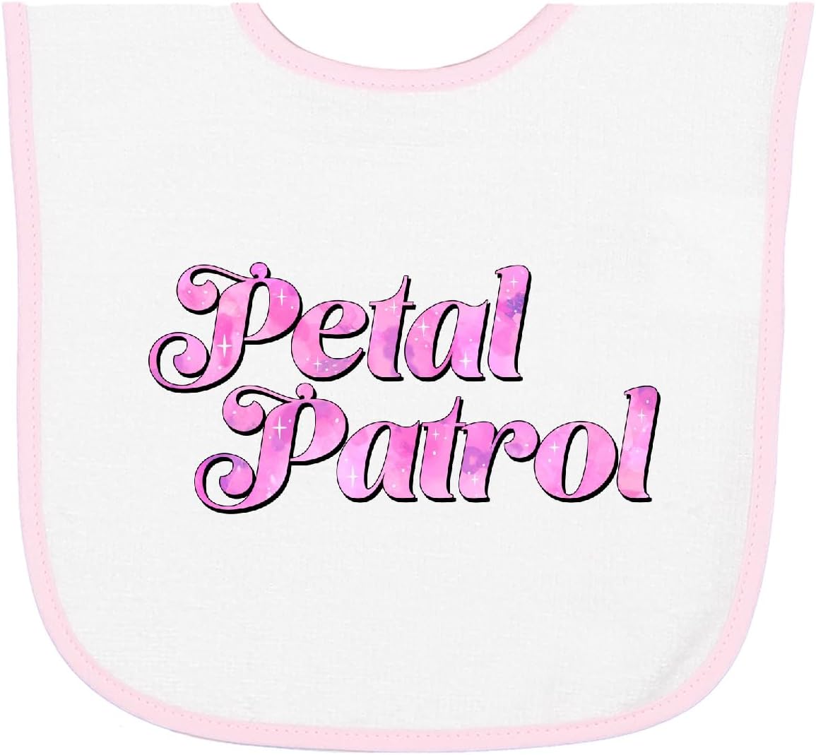 Petal Patrol- Pink Letters Baby Terry Cloth Bib
