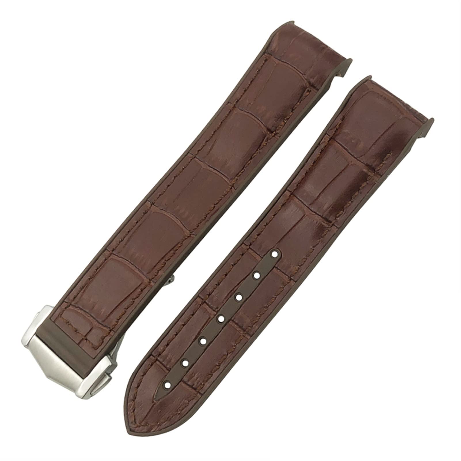 – CZKE For Omega Planet Ocean Seamaster Diver 300 Pointed Clasp Silicone Watch Strap Rubber Nylon Leather Watchband 19 20mm 22 21mm Watchbands (Color : Brown leather, Size : 20mm)