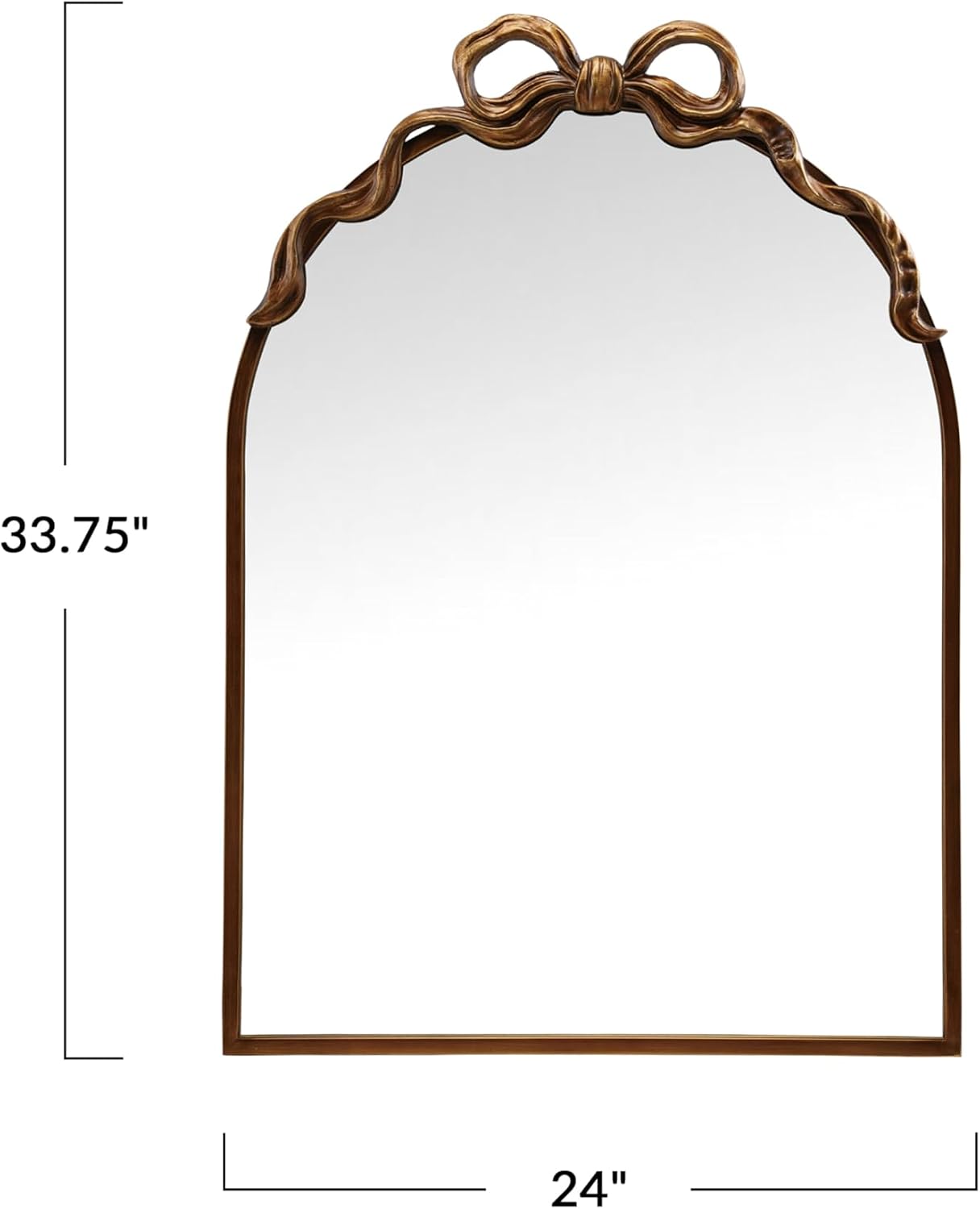 Creative Co-Op Metal Framed Arched Wall Mirror with Bow Accent, Gold Finish,